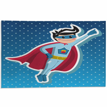 Superhero Boy Cartoon. Area Rug