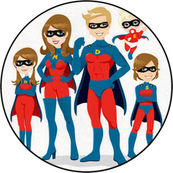 Superhero Family Costume Round Rug