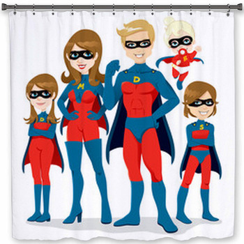Superhero Family Costume Shower Curtain