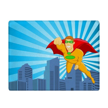Superhero Flying Over City Bath Mat