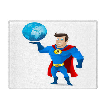 Superhero Holds Planet Earth Bath Mat