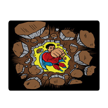 Superhero Punching Through Wall Bath Mat