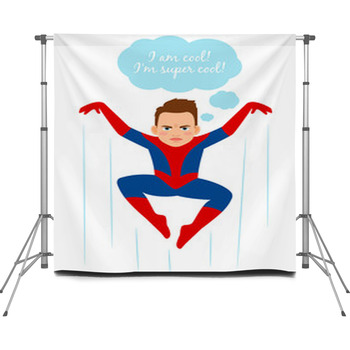 Superhero Spider Boy Illustration Custom Size Backdrop