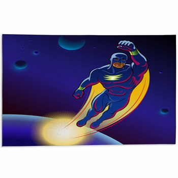 Superhero. Vector Illustration On A Background Area Rug