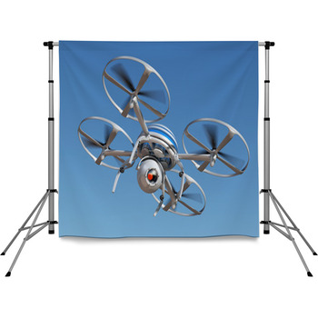 Surveillance Drone Flying Pole Pocket Backdrop