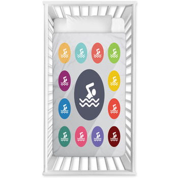 Swim Circle Flat Icons Set Baby Crib Comforter