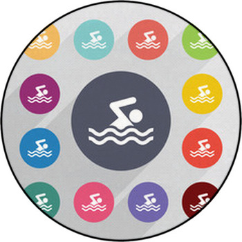 Swim Circle Flat Icons Set Round Rug