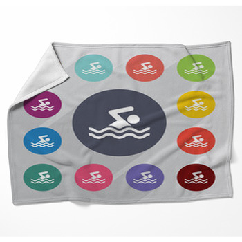 Swim Circle Flat Icons Set Woven Throw Blanket