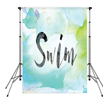 Swim Colorful Watercolor And Ink Pole Pocket Backdrop