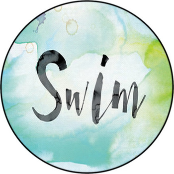 Swim Colorful Watercolor And Ink Word Art Round Rug
