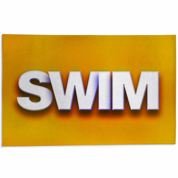 Swim Concept Colorful Word Art Area Rug