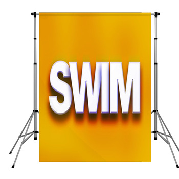 Swim Concept Colorful Word Art Pole Pocket Backdrop