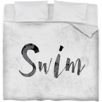 Swim Concept Painted In Ink Fleece Bed Blanket