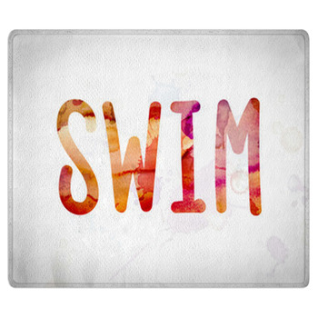 Swim Concept Watercolor Word Art Bath Mat