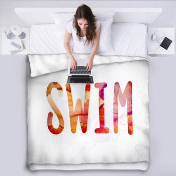 Swim Concept Watercolor Word Art Fleece Blanket