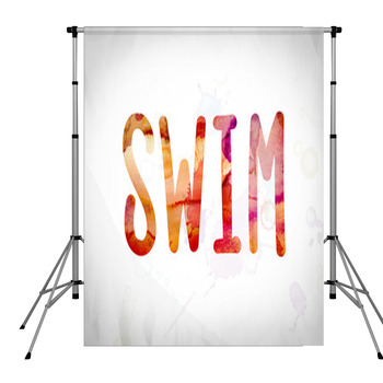 Swim Concept Watercolor Word Art Pole Pocket Backdrop