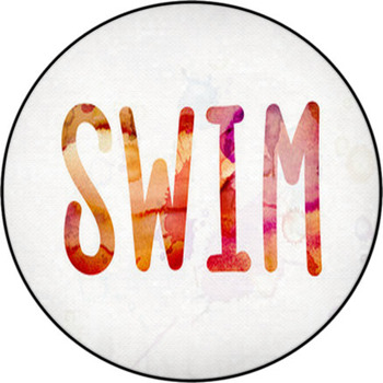 Swim Concept Watercolor Word Art Round Rug