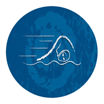 Swim Graphic Using Brush Stoke Line To Design  Round Rug