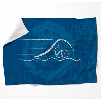 Swim Graphic Using Brush Stoke Line Woven Throw Blanket
