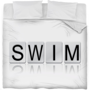 Swim Isolated Tiled Letters Concept Fleece Bed Blanket