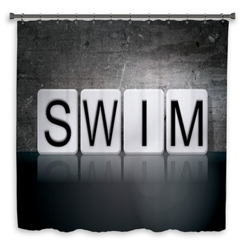 Swim Tiled Letters Concept Custom Size Shower Curtain