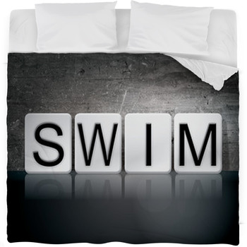 Swim Tiled Letters Concept And Theme Fleece Bed Blanket