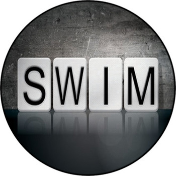 Swim Tiled Letters Concept And Theme Round Rug