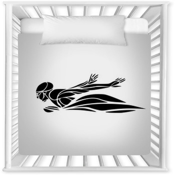 Swimmer Butterfly Stroke Vector Baby Crib Comforter