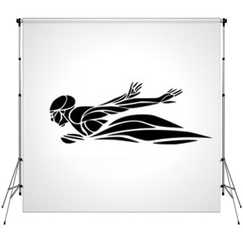 Swimmer Butterfly Stroke Vector Black Fleece Backdrop