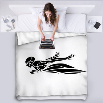 Swimmer Butterfly Stroke Vector Black Fleece Blanket