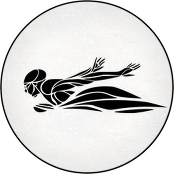 Swimmer Butterfly Stroke Vector Black Round Rug