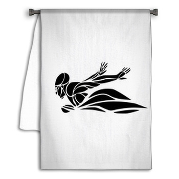 Swimmer Butterfly Stroke Vector Black Silhouette Towel