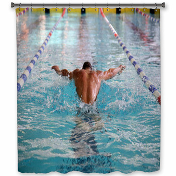 Swimmer In The Swimming Pool Shower Curtain