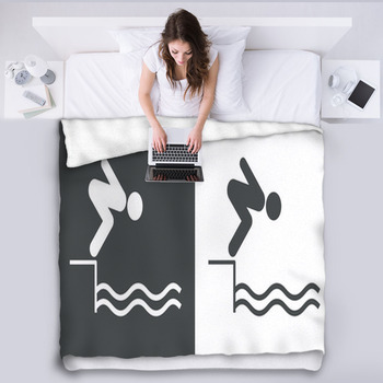 Swimmer Pool Jump Dive Beach Fleece Blanket