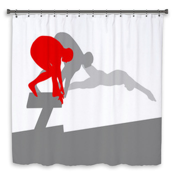 Swimmer Position For Jump On Custom Size Shower Curtain