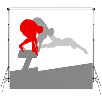 Swimmer Position For Jump On Starting Fleece Backdrop