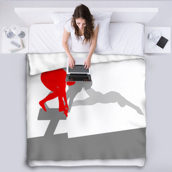 Swimmer Position For Jump On Starting Fleece Blanket