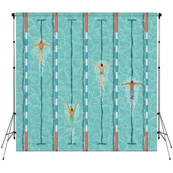 Swimmers In Swimming Pool Custom Size Backdrop