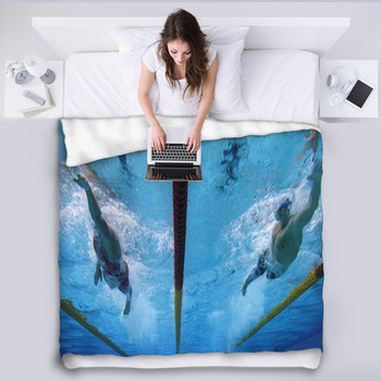 Swimming Action 1 Fleece Blanket