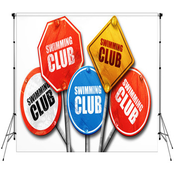 Swimming Club 3d Rendering Street Signs Fleece Backdrop