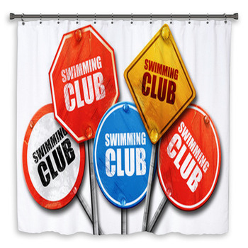 Swimming Club 3d Rendering Street Signs Shower Curtain