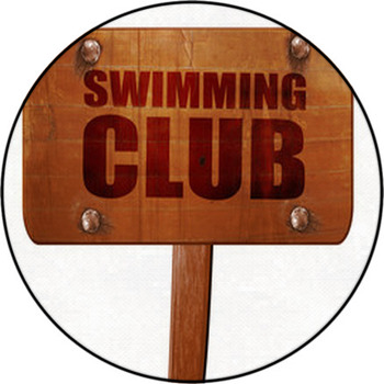 Swimming Club 3d Rendering Text On Wooden Sign Round Rug
