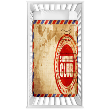 Swimming Club Red Grunge Stamp On Baby Crib Comforter