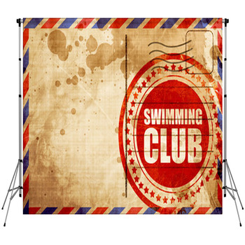 Swimming Club Red Grunge Stamp On An Fleece Backdrop