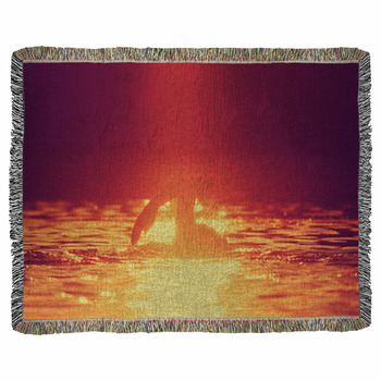 Swimming In Sunset/sunrise Woven Throw Blanket