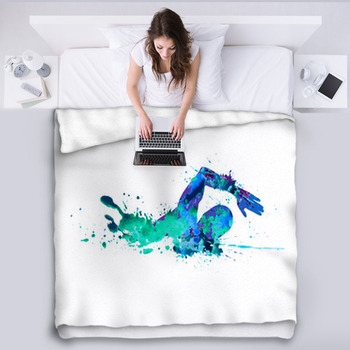 Swimming Man Splash Paint Fleece Blanket