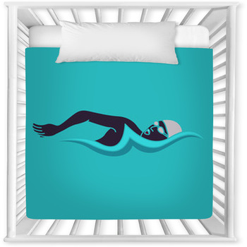 Swimming Man Swimming Logo Vector Baby Crib Comforter