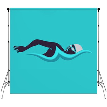 Swimming Man Swimming Logo Vector Custom Size Backdrop