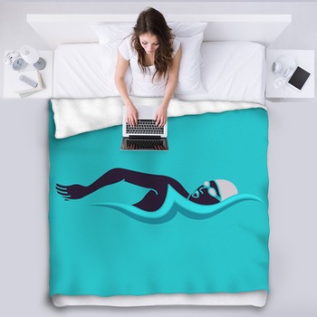 Swimming Man Swimming Logo Vector Fleece Blanket