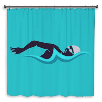 Swimming Man Swimming Logo Vector Shower Curtain